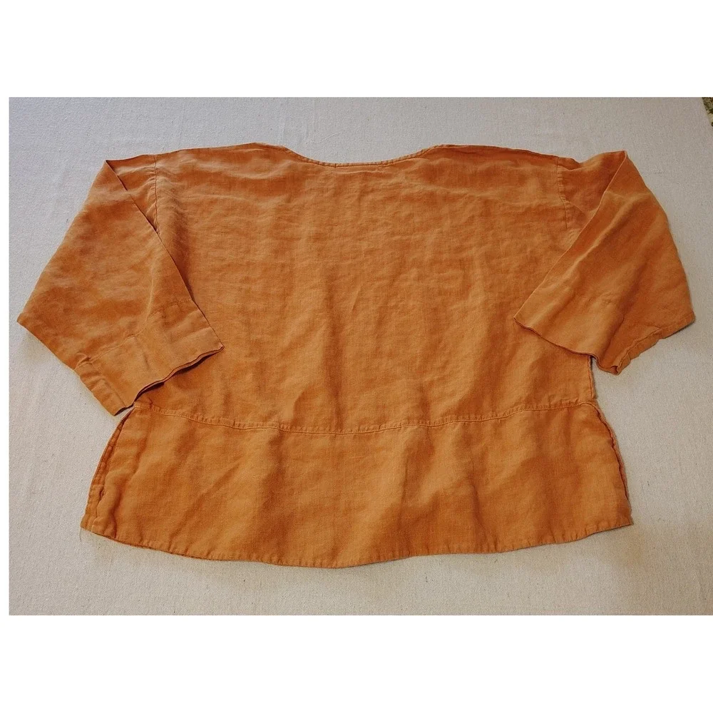 Bryn Walker Womens Rust 100% Linen Side Button Boxy Top Made in USA Small U - Picture 8 of 10